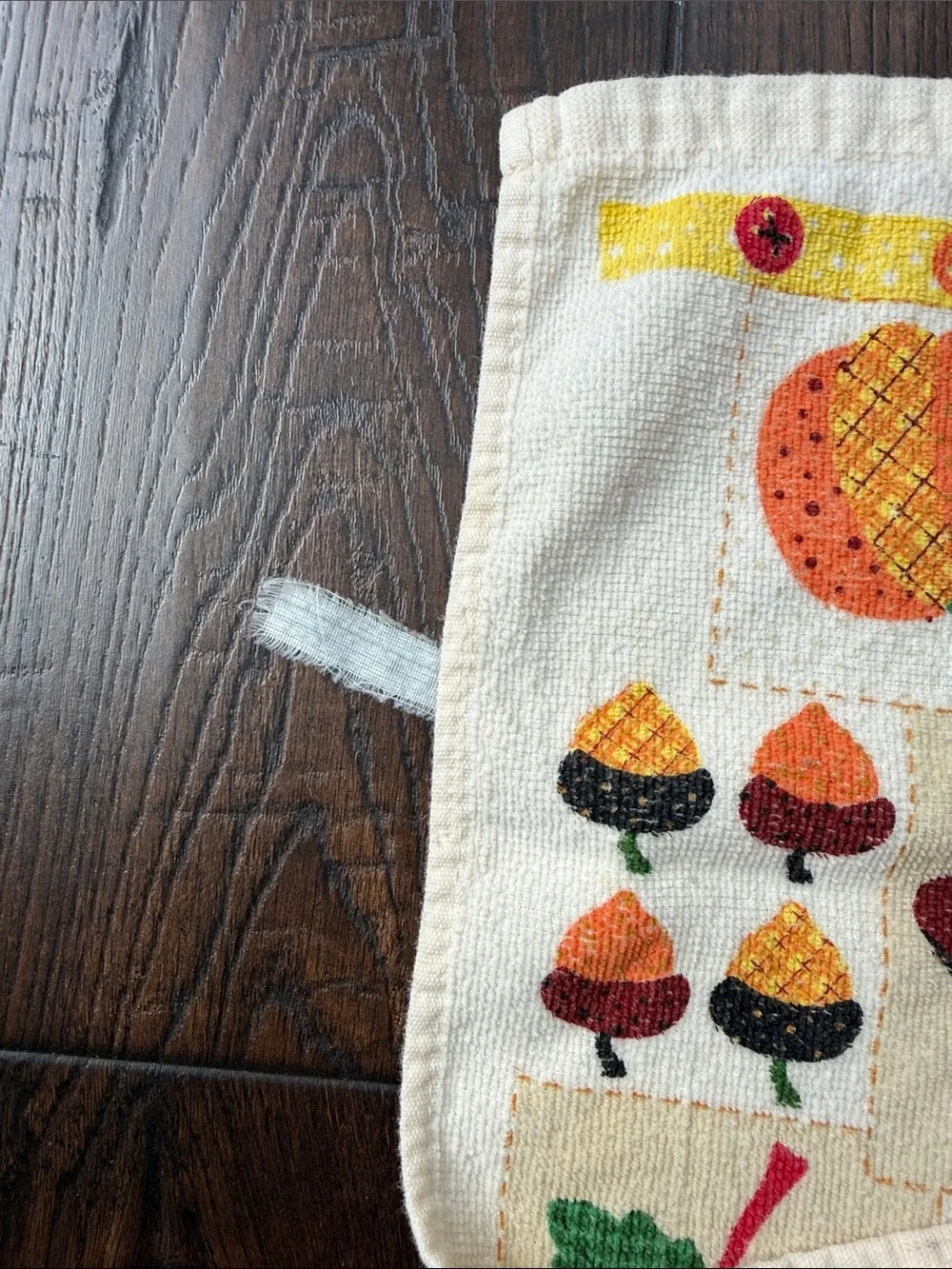 VTG Autumn Patchwork Harvest Printed Kitchen Towel - Fall Decor 14x23